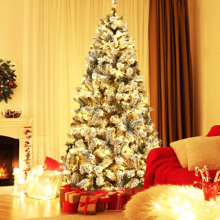 Flocked Hinged Artificial Christmas Tree Premium Snow
