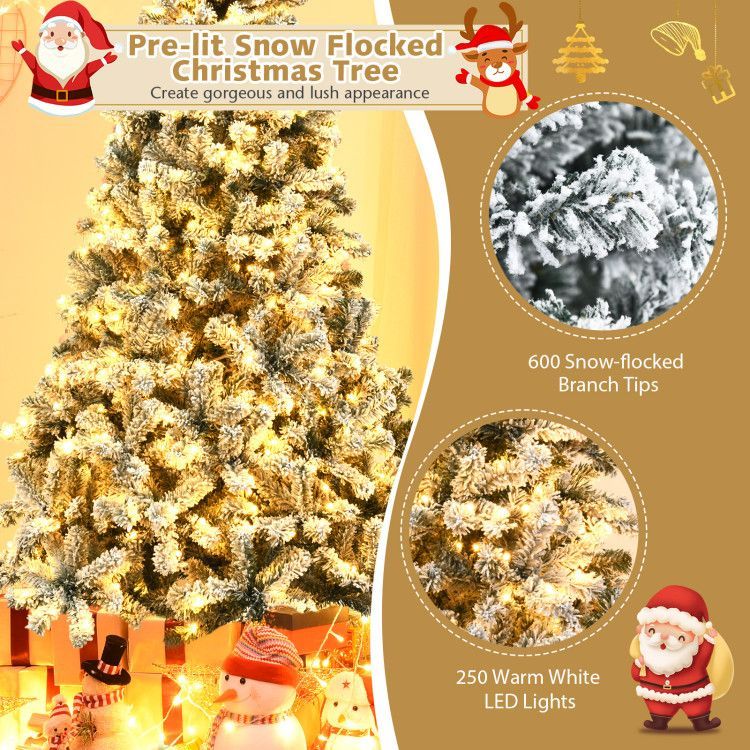 Flocked Hinged Artificial Christmas Tree Premium Snow
