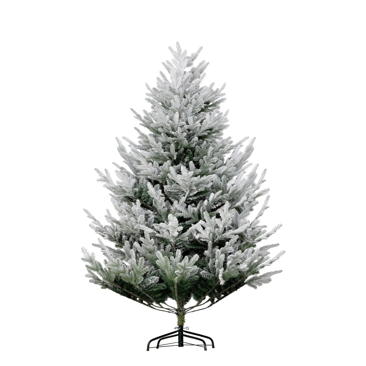 Flocked Hinged Christmas Tree with Steel Base