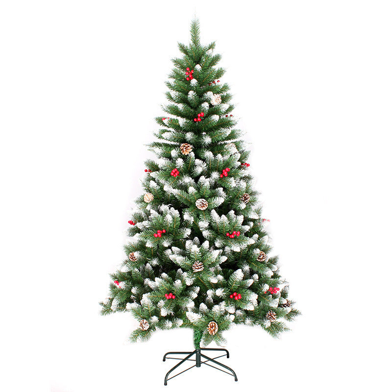 Flocked Norway Spruce Artificial Christmas Tree with Pine Cones and Berries