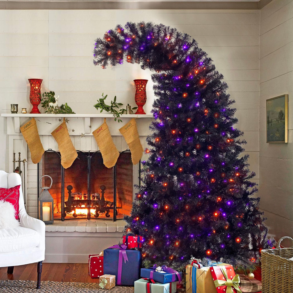Fraser Fir Bent Top Artificial Christmas Tree Purple