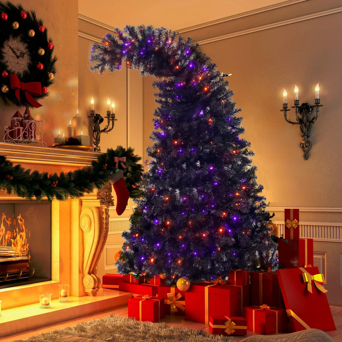 Fraser Fir Bent Top Artificial Christmas Tree Purple