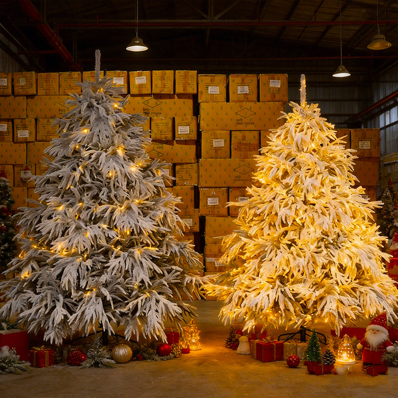 Frosted Pine Tree Thick Artificial Christmas with Snow Flocked