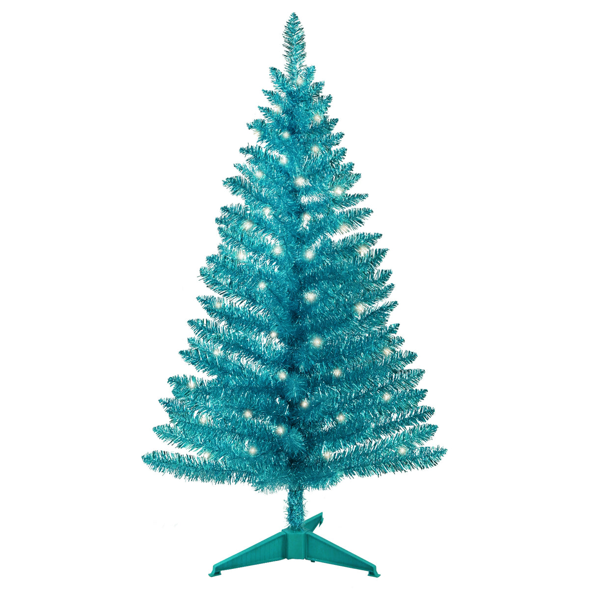 Gold Tinsel Artificial Christmas Tree Standing Pre Lit Spruce