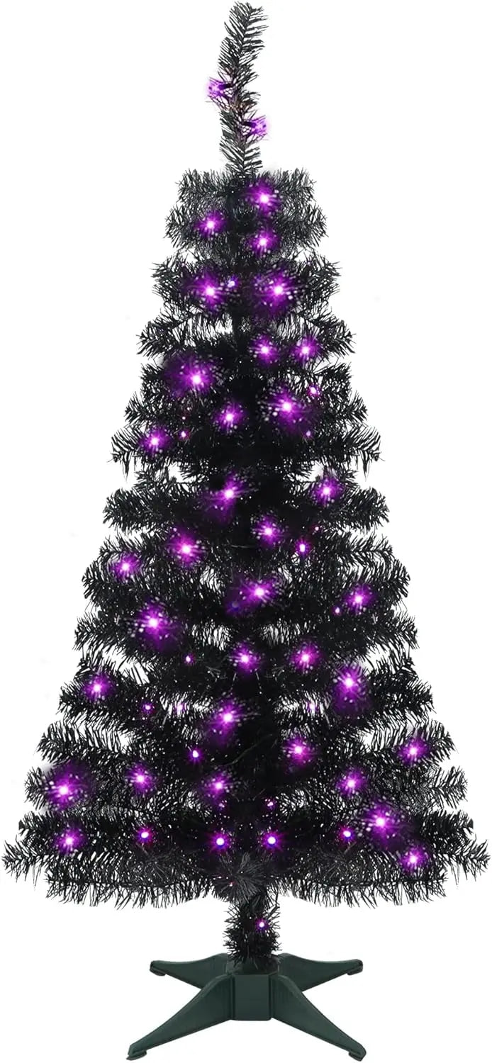 Gold Tinsel Artificial Christmas Tree Standing Pre Lit Spruce