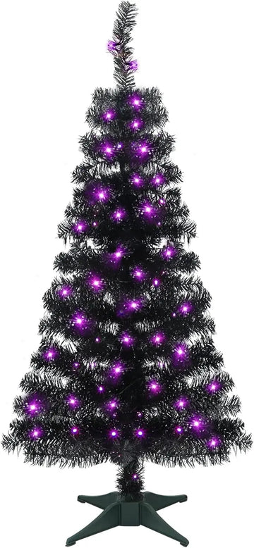 Gold Tinsel Artificial Christmas Tree Standing Pre Lit Spruce
