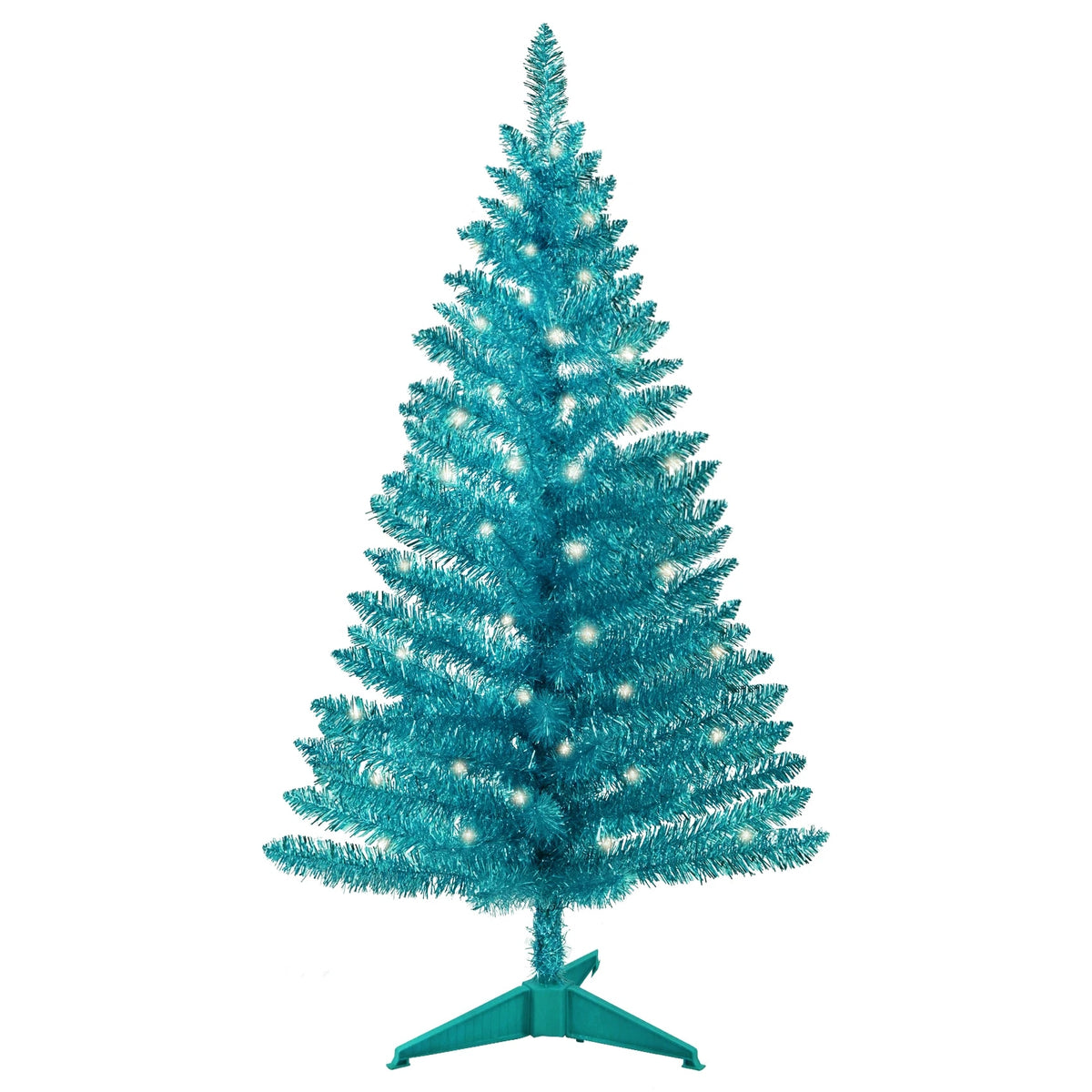Gold Tinsel Artificial Christmas Tree Standing Pre Lit Spruce