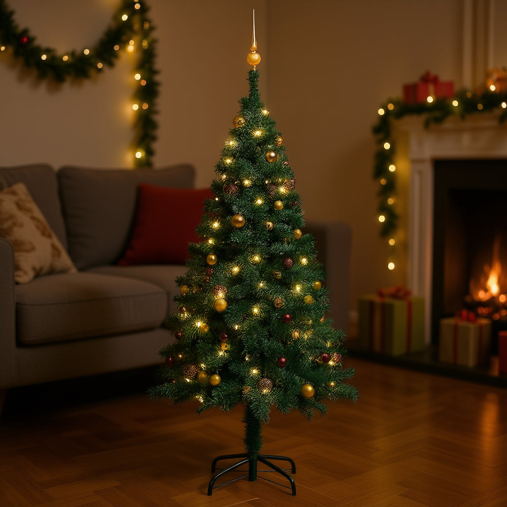 Green Artificial Christmas Tree With Pre Lit Ball
