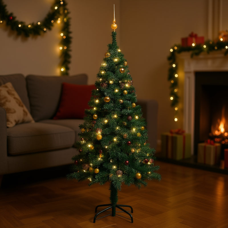Green Artificial Christmas Tree With Pre Lit Ball