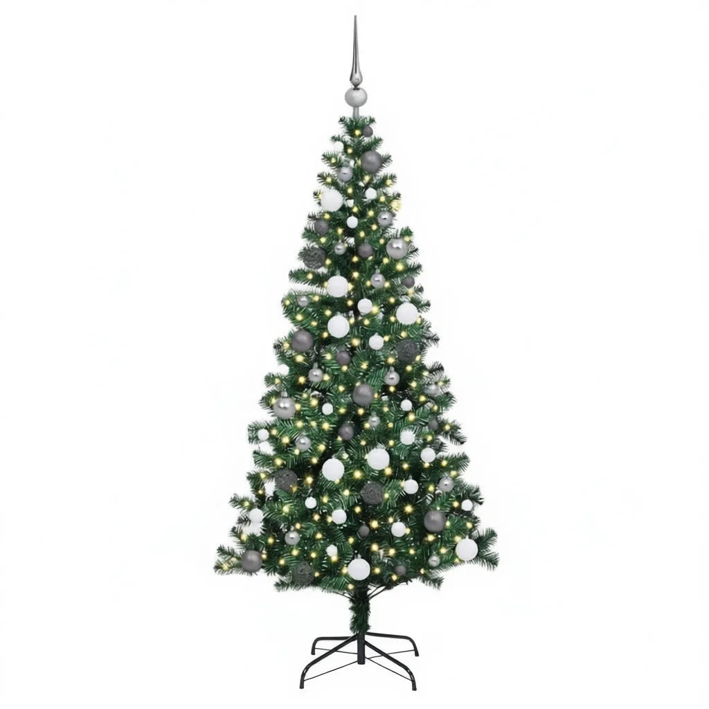Green Artificial Pre Lit Christmas Tree with Warm White LEDs
