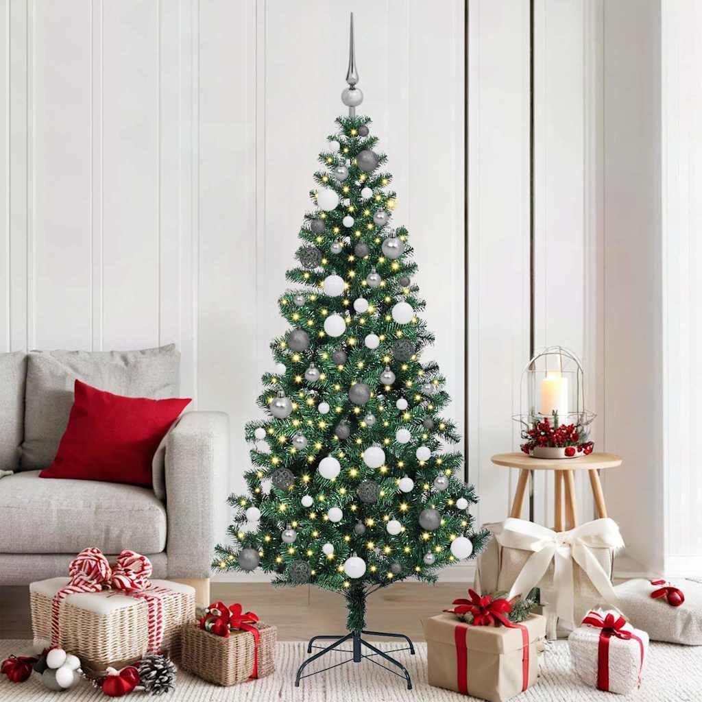 Green Artificial Pre Lit Christmas Tree with Warm White LEDs