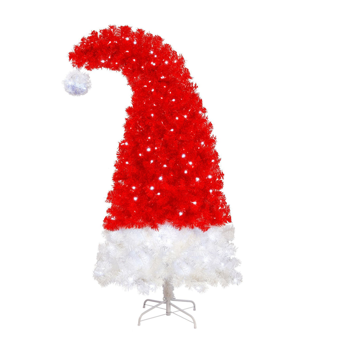 Hat Shaped Artificial Christmas Tree Tip Santa Curved LED