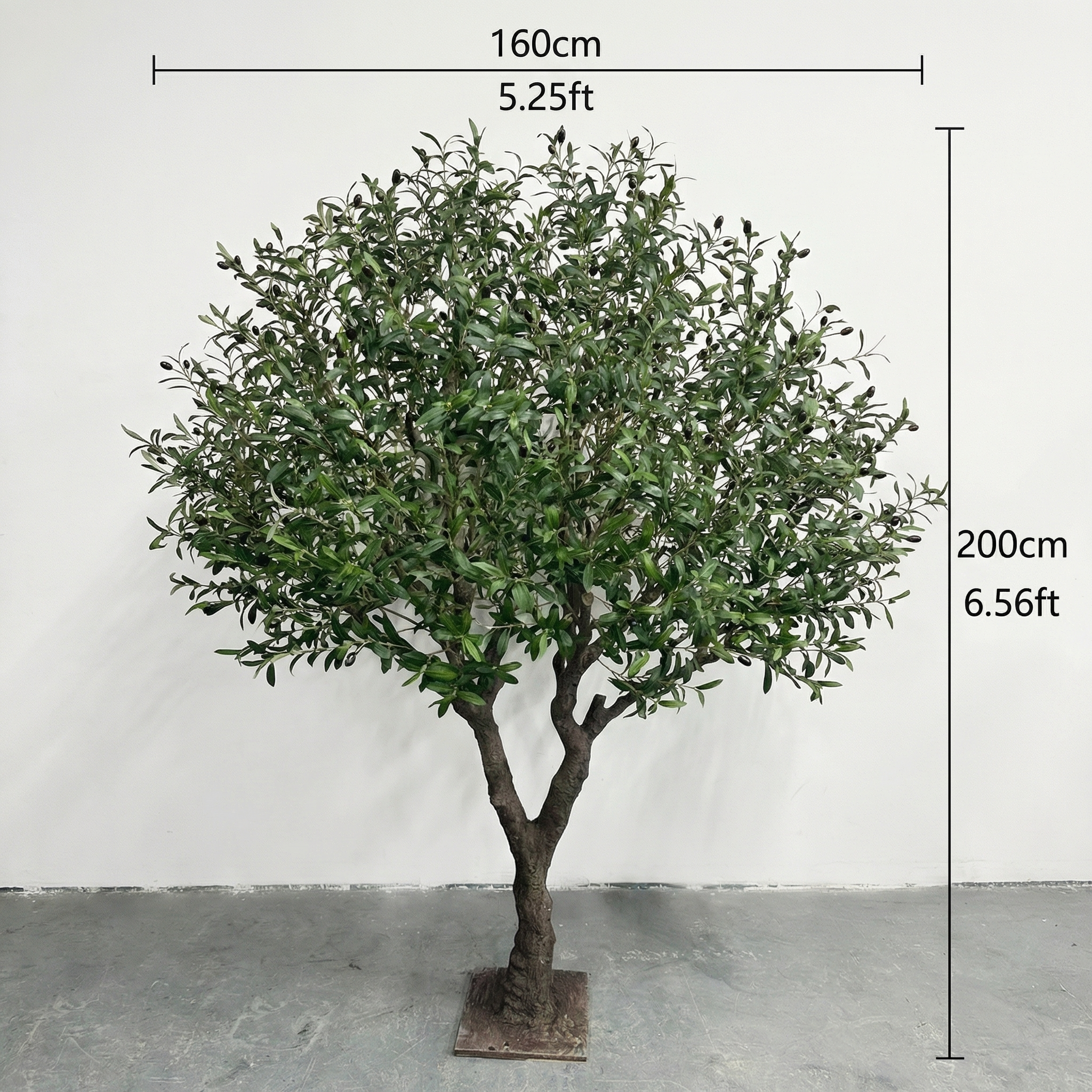 Artificial Olive Tree Plastic PVC With Wood Branch 6.5 FT