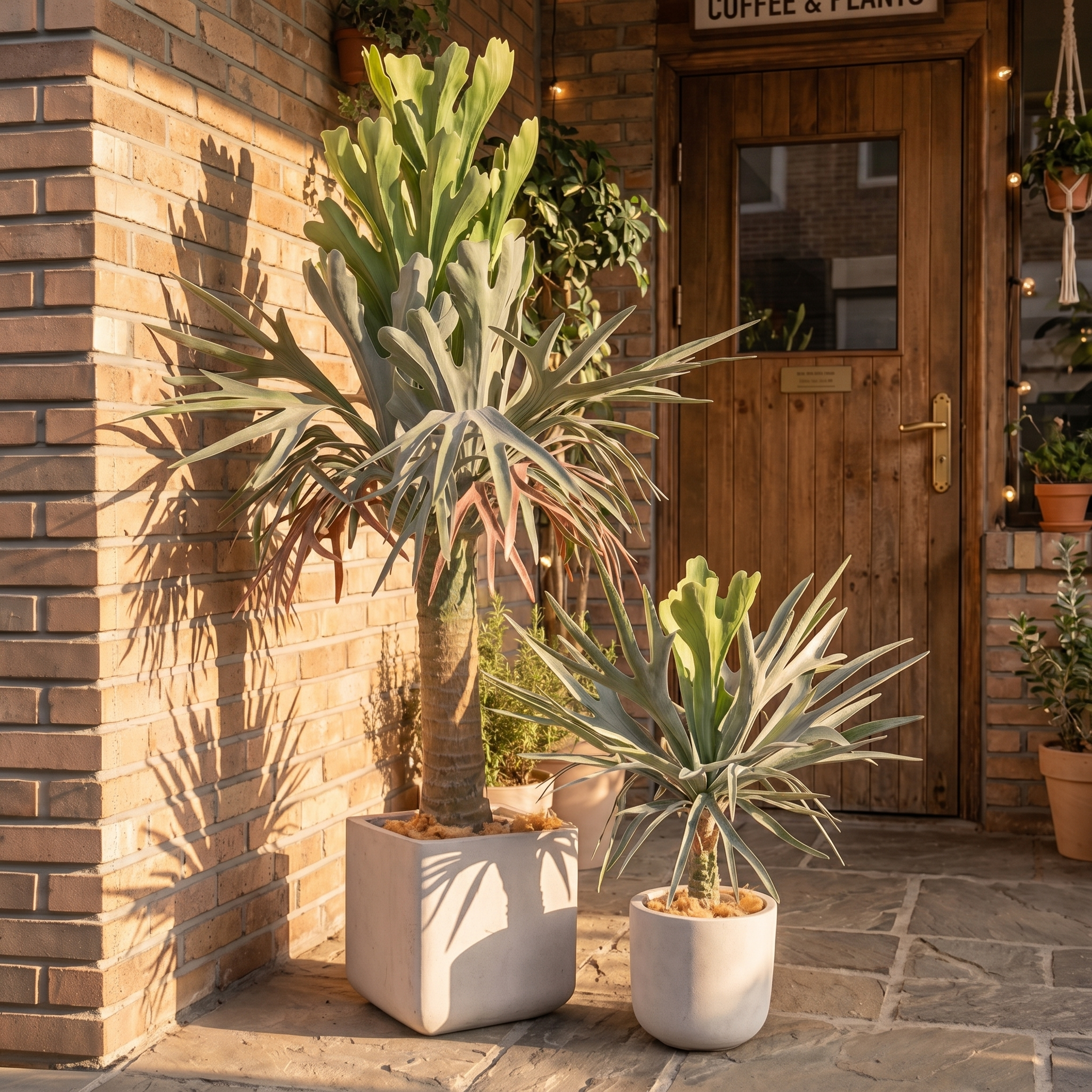Artificial Staghorn Fern Potted Plant Faux Tree