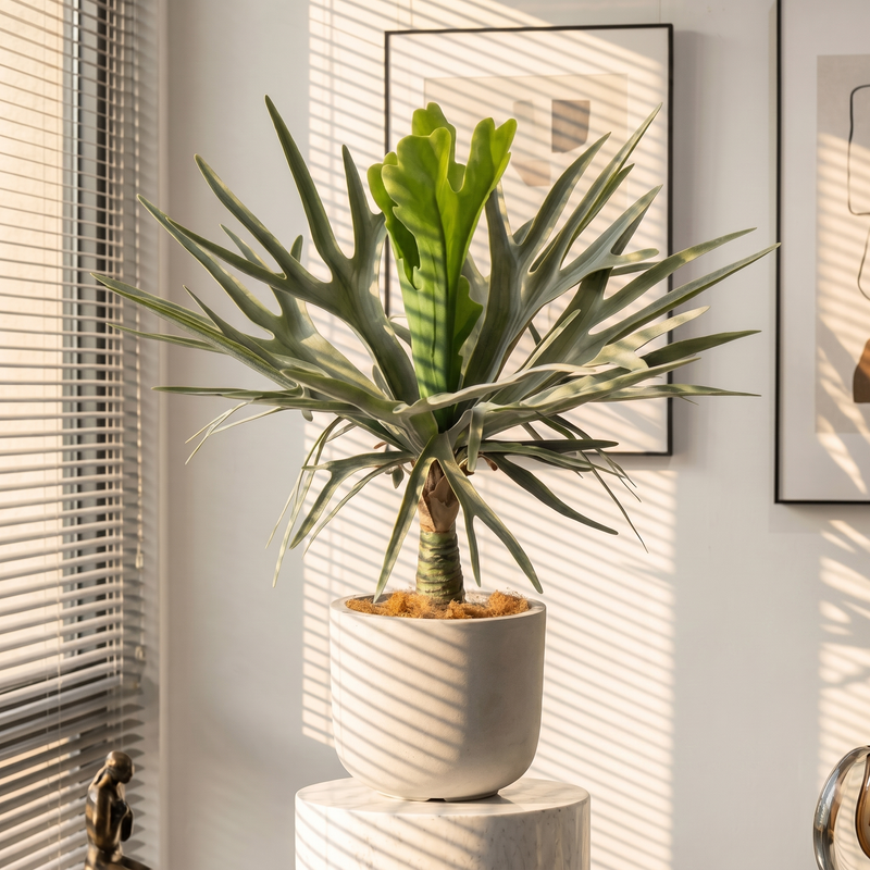 Artificial Staghorn Fern Potted Plant Faux Tree