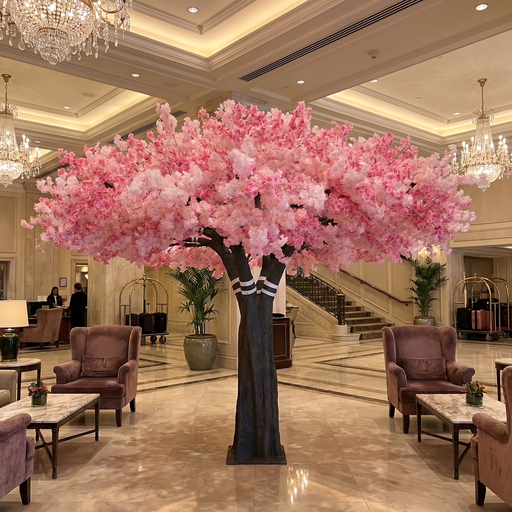 Artificial Cherry Blossom Tree Vibrant Pink Decoration