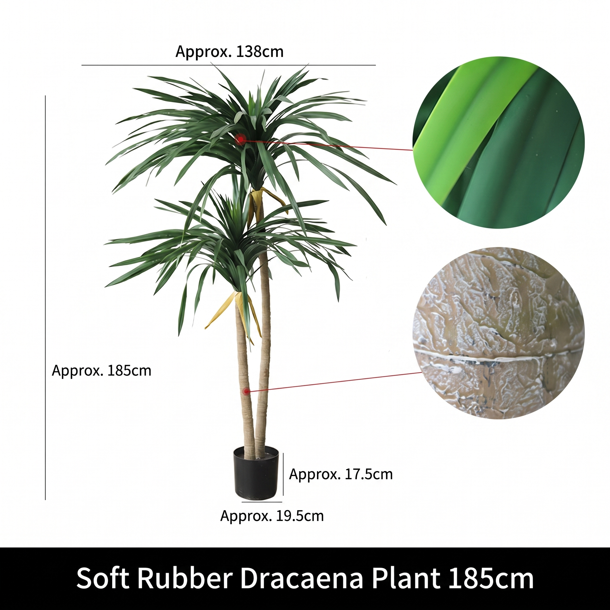 Künstlicher Drachenbaum Weichgummi für Geschäftsräume
