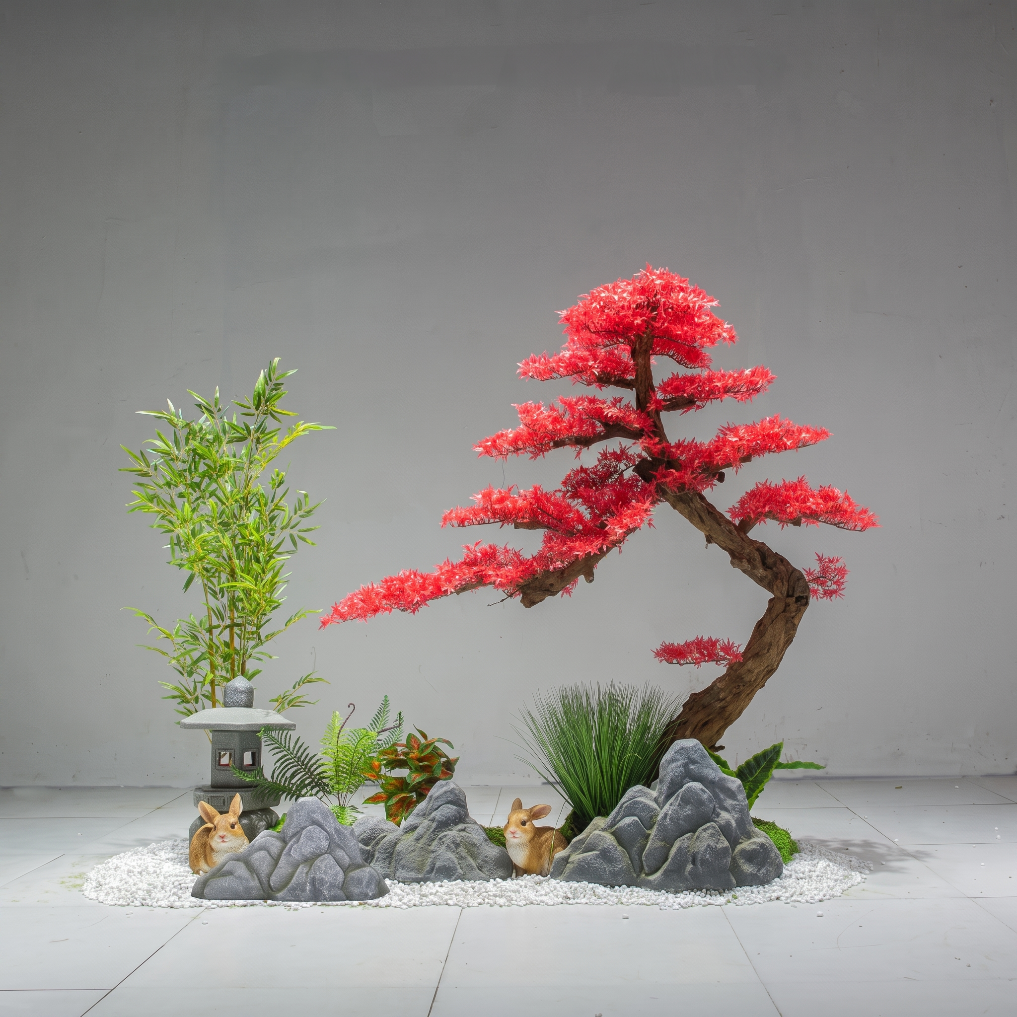 Artificial Red Maple Tree for Indoor Landscape Displays
