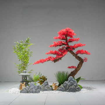 Artificial Red Maple Tree for Indoor Landscape Displays