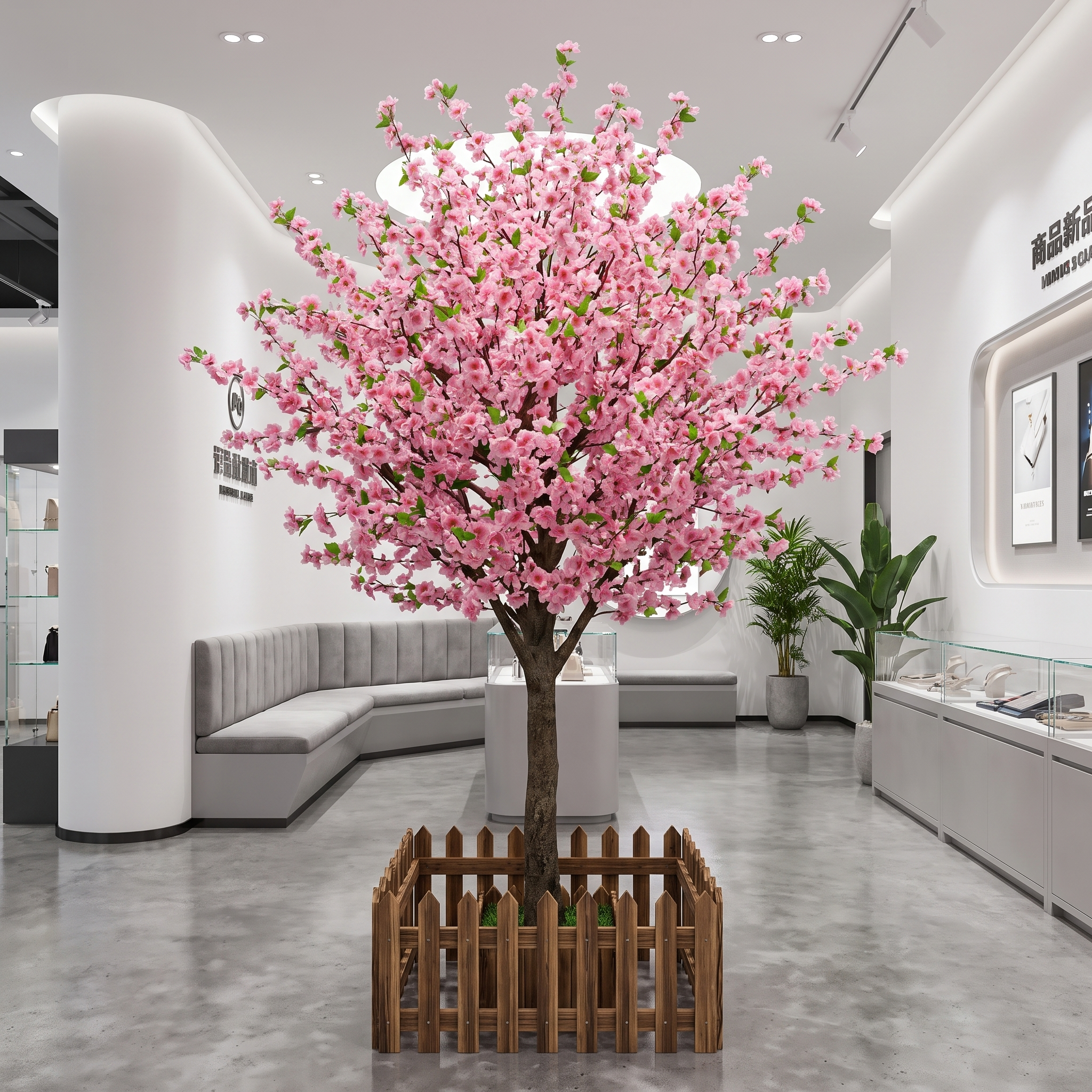Artificial Blossom Tree in Silk Flowers for Lobby Displays