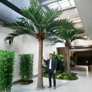 Künstliche Kokospalme großer Naturholzstamm für den Außenbereich