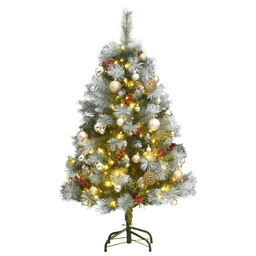 Hinged Artificial Christmas Tree with LEDs and Ball Set