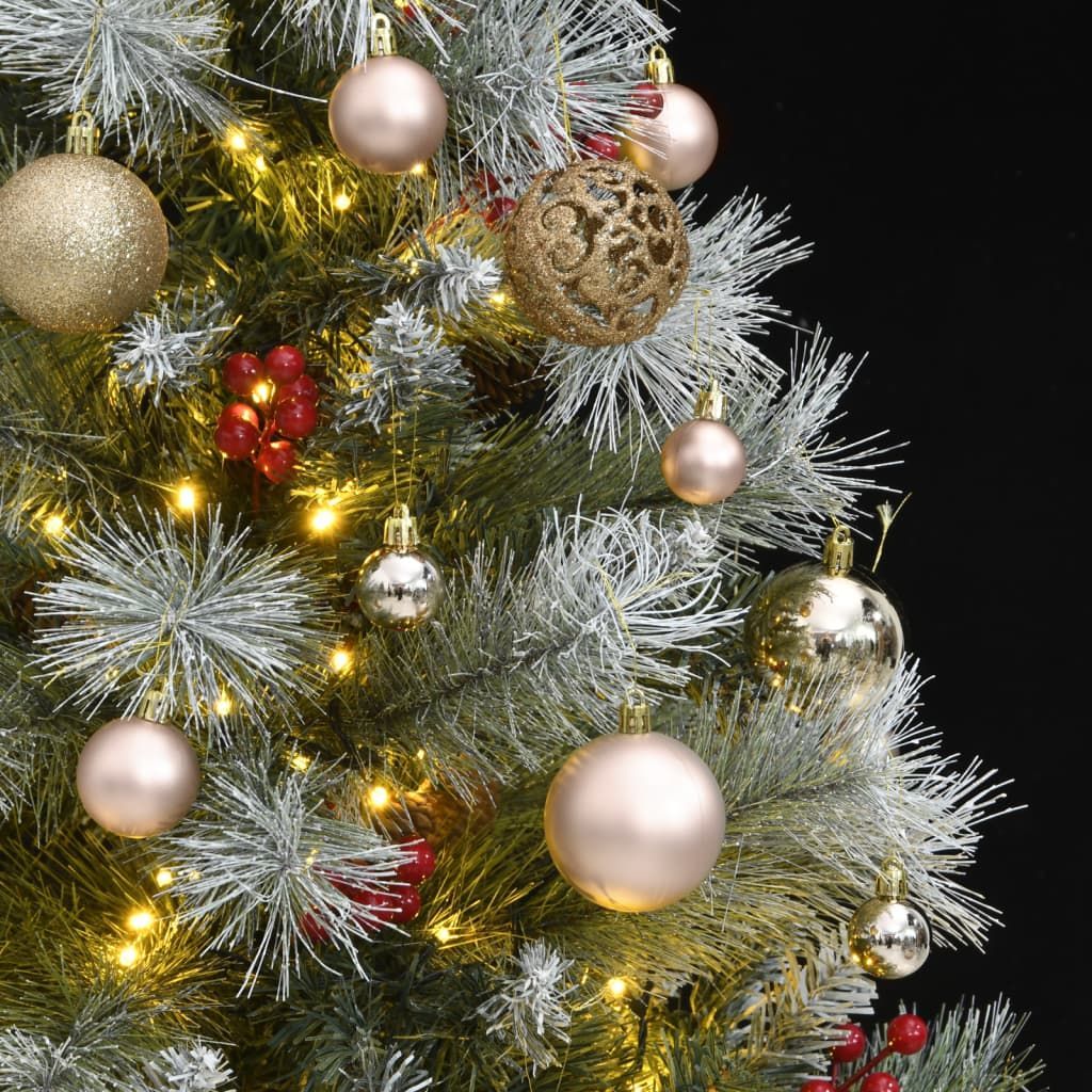 Hinged Artificial Christmas Tree with LEDs and Ball Set