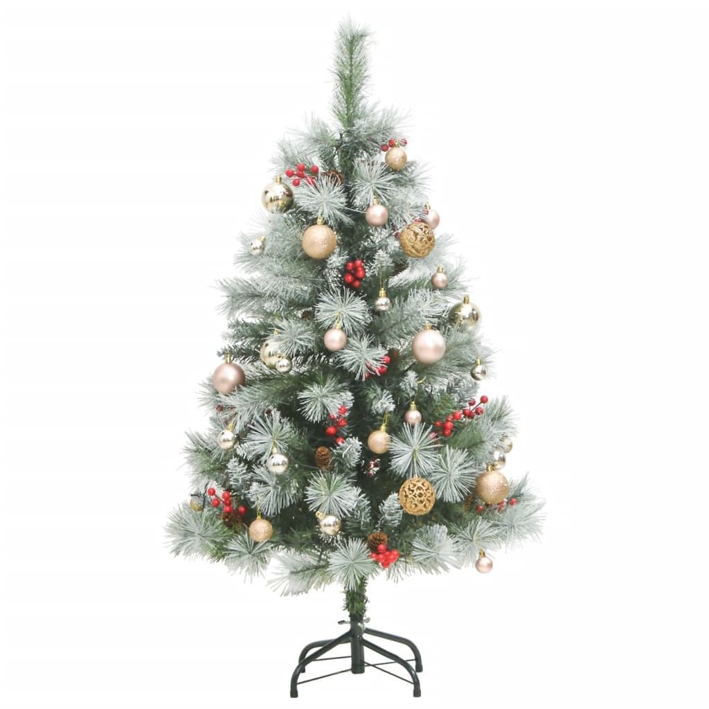 Hinged Artificial Christmas Tree with LEDs and Ball Set