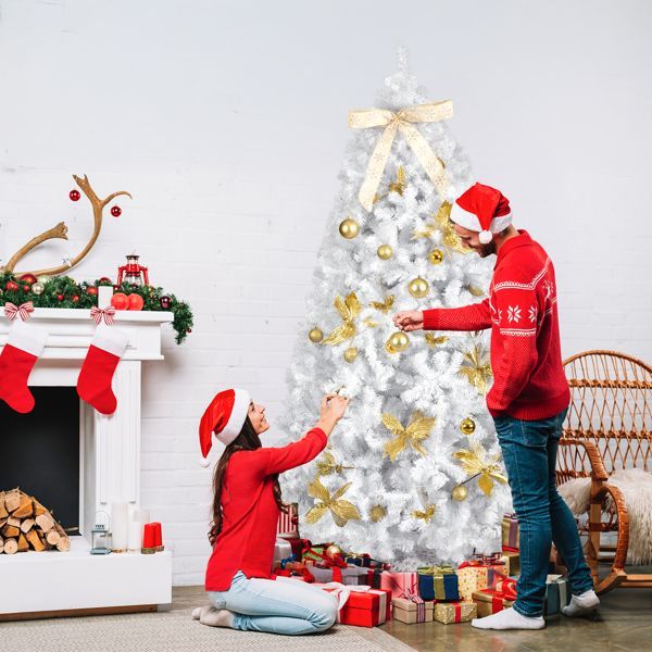 Hinged Xmas Pine Tree with Warm White LEDs