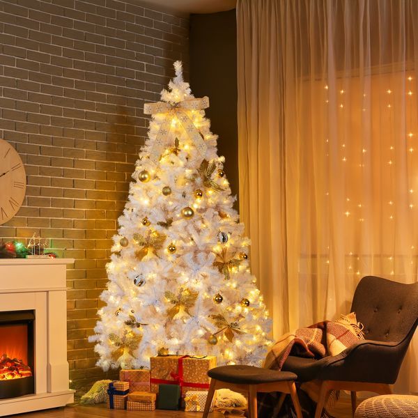 Hinged Xmas Pine Tree with Warm White LEDs