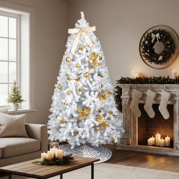 Hinged Xmas Pine Tree with Warm White LEDs