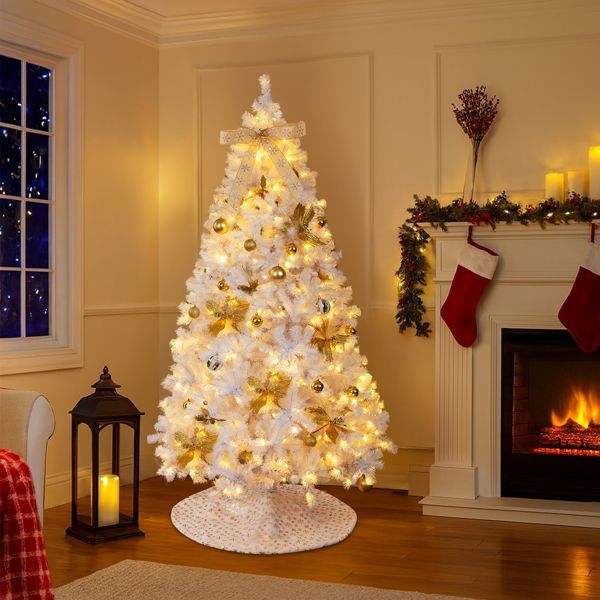 Hinged Xmas Pine Tree with Warm White LEDs