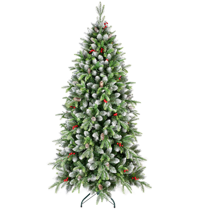 Frosted Fir Artificial Christmas Tree with Pine Cones and Warm Lights
