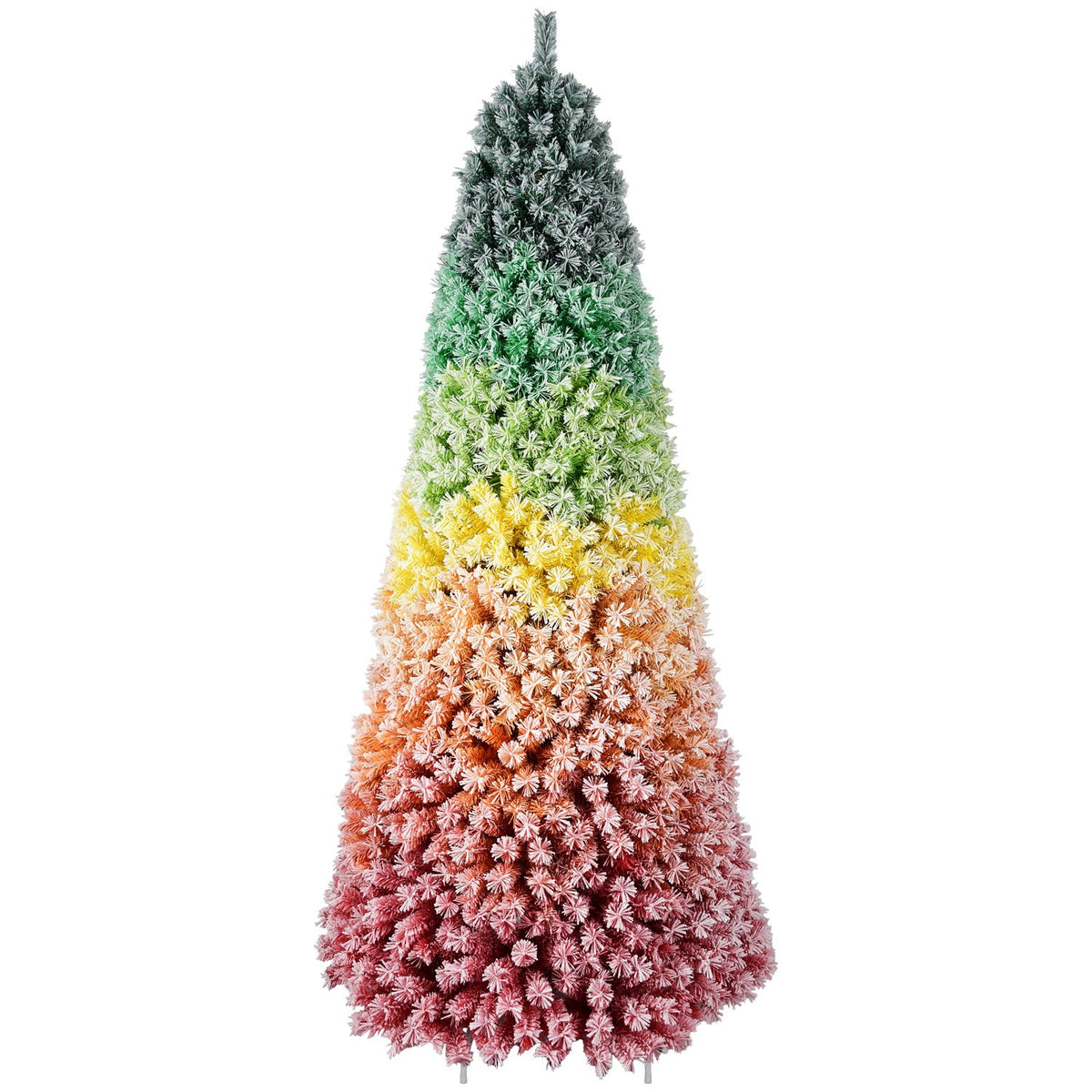 Rainbow Ombre Artificial Christmas Tree with Snowy Flocking