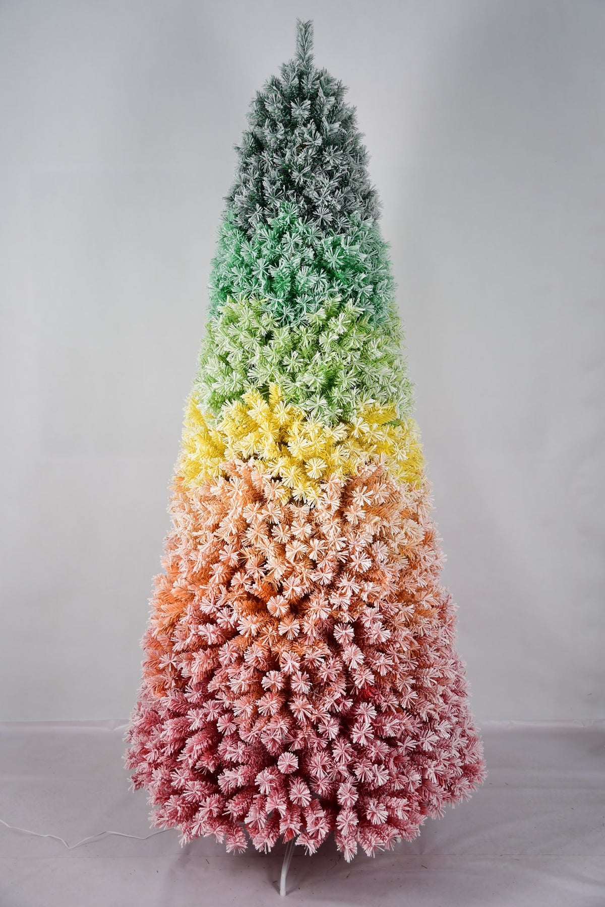 Rainbow Ombre Artificial Christmas Tree with Snowy Flocking