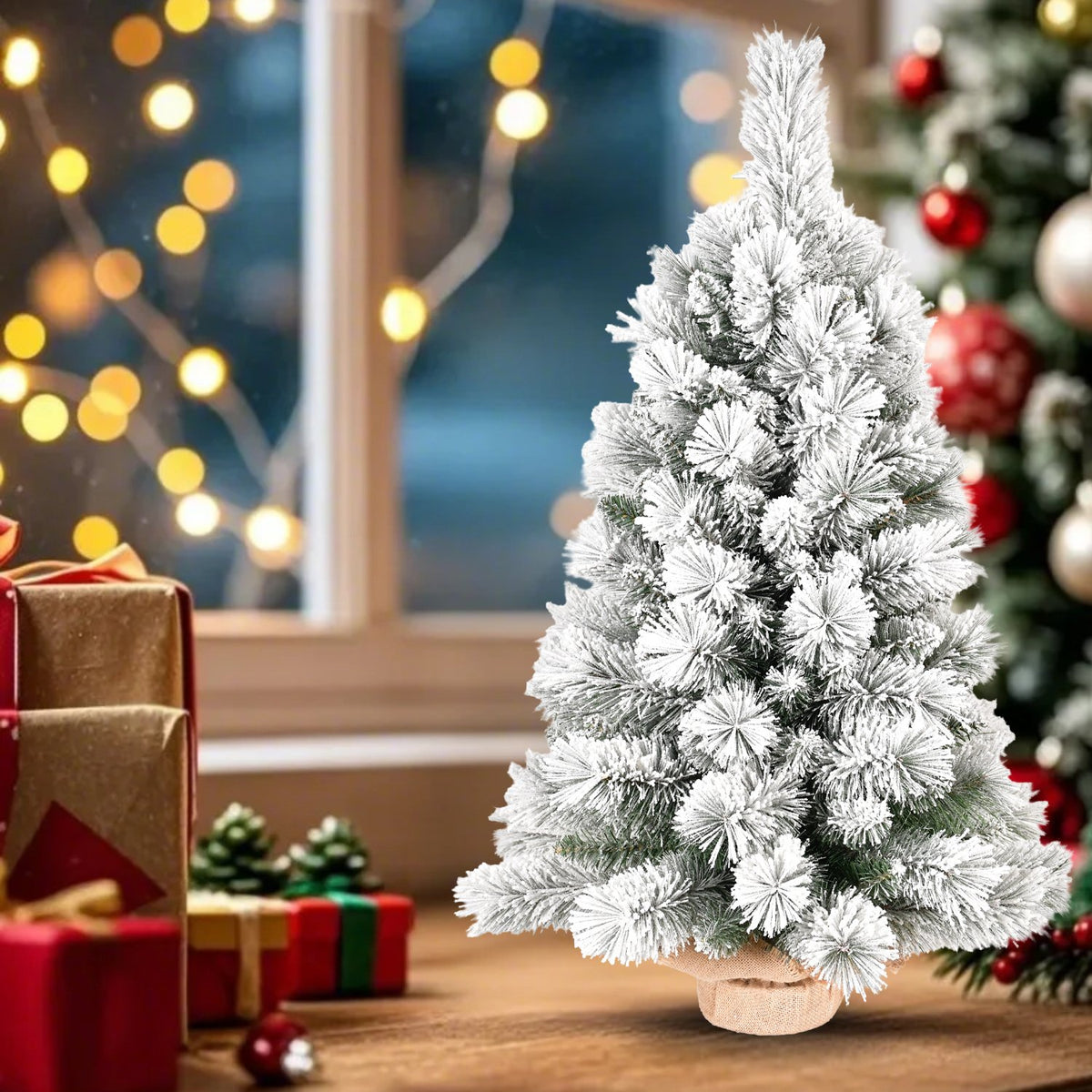 Snow Pine Artificial Christmas Tree with Heavy Flocking