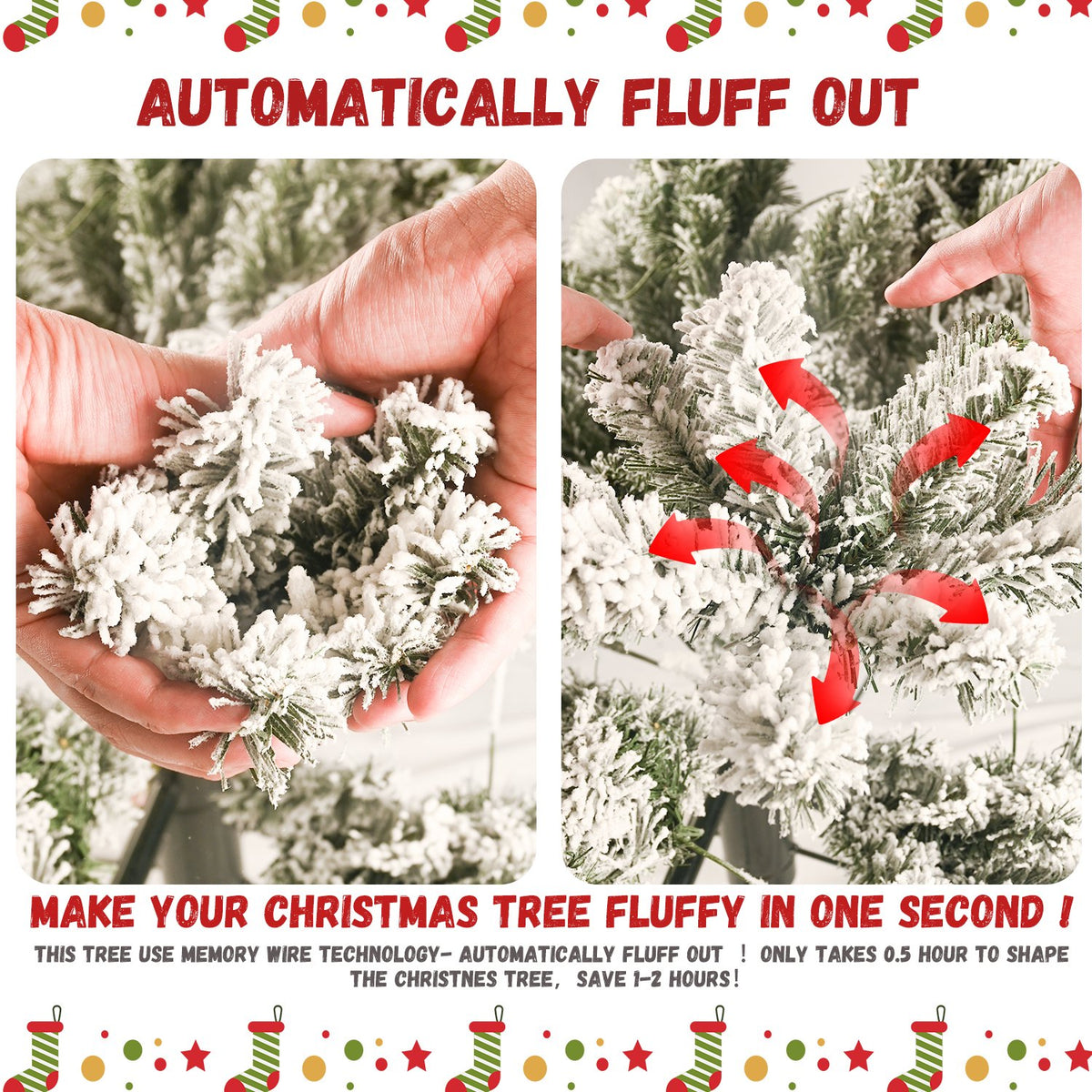 Snow Pine Artificial Christmas Tree with Heavy Flocking