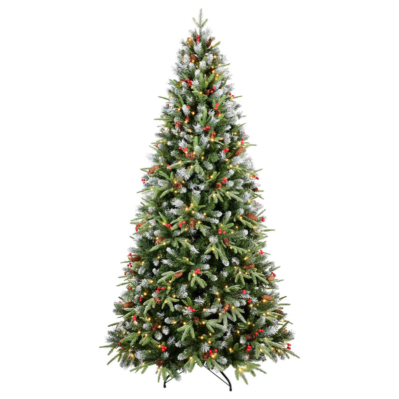 Red Berry Artificial Christmas Tree with Frosted Tips and Pine Cones