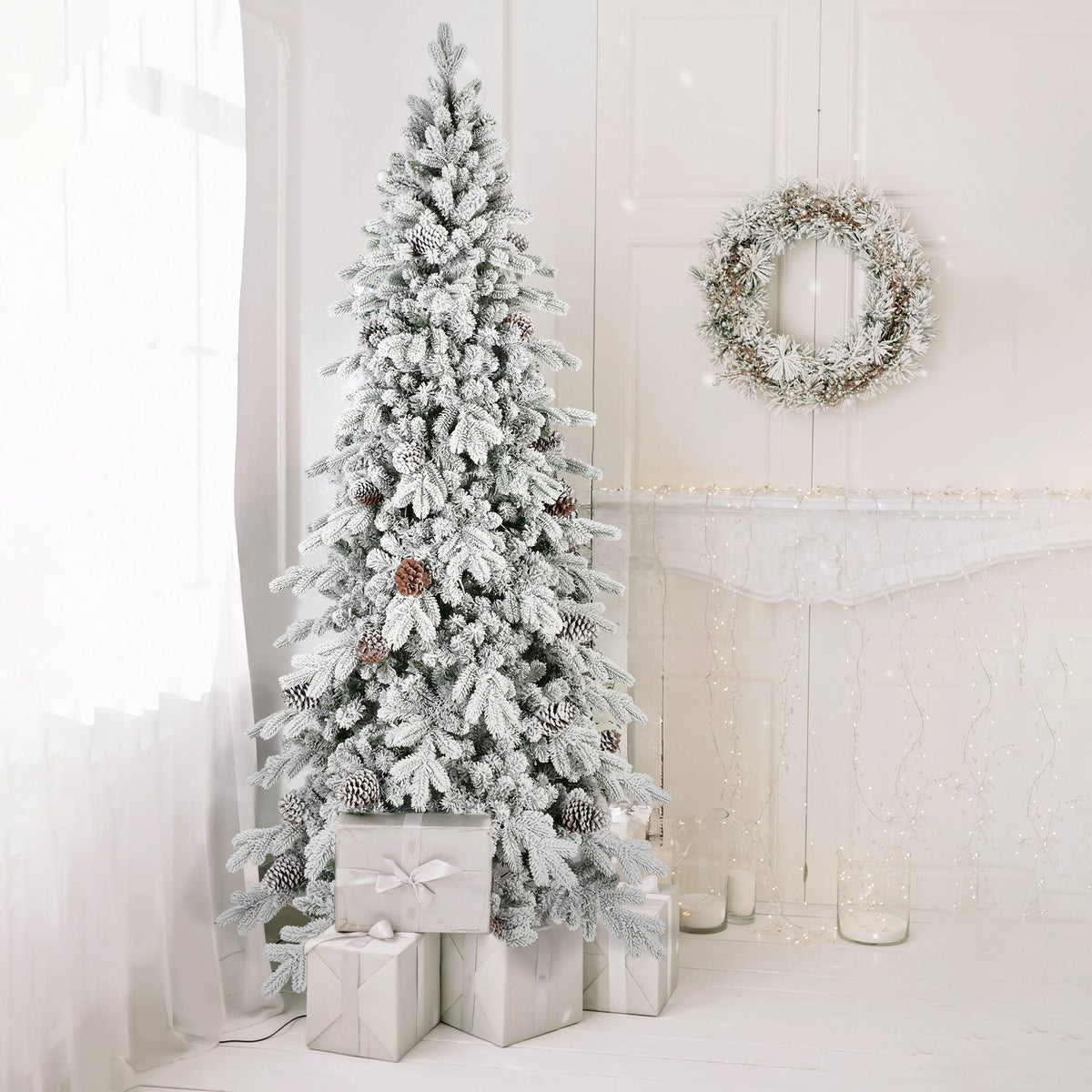 Frosted Mountain Spruce Artificial Christmas Tree with Pine Cones