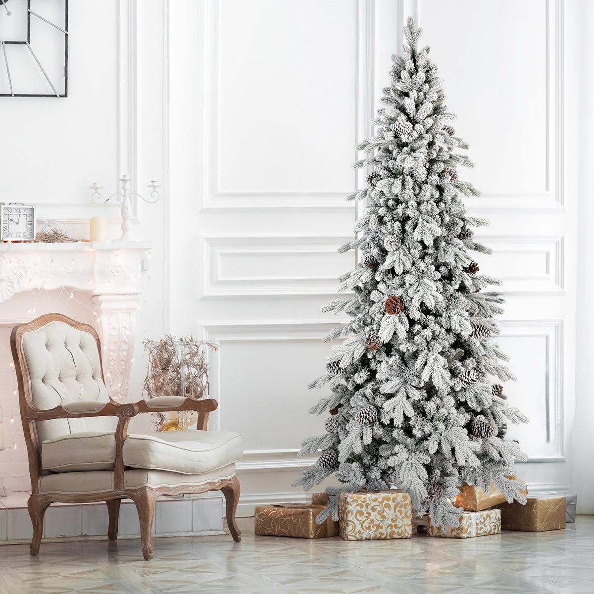 Frosted Mountain Spruce Artificial Christmas Tree with Pine Cones