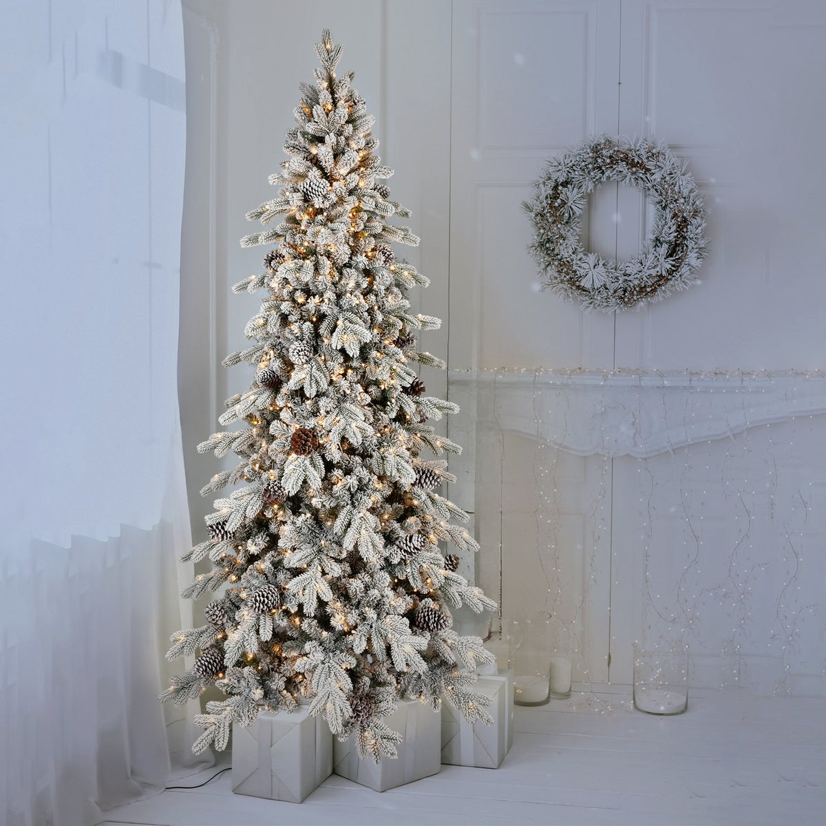 Frosted Mountain Spruce Artificial Christmas Tree with Pine Cones