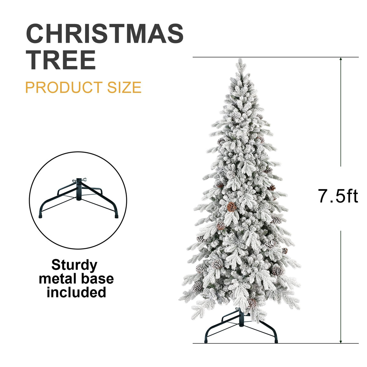 Frosted Mountain Spruce Artificial Christmas Tree with Pine Cones