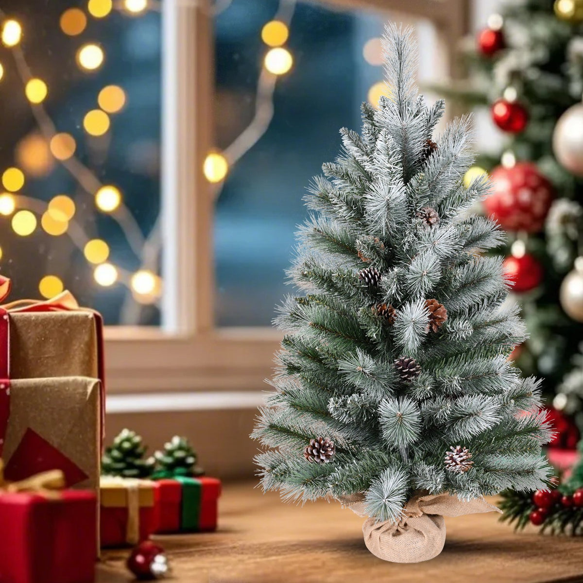 Long Needle Pine Artificial Christmas Tree with Natural Pine Cones