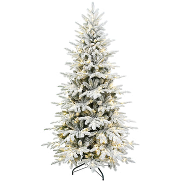 Snowy Spruce Artificial Christmas Tree with Two-Color LED Lights