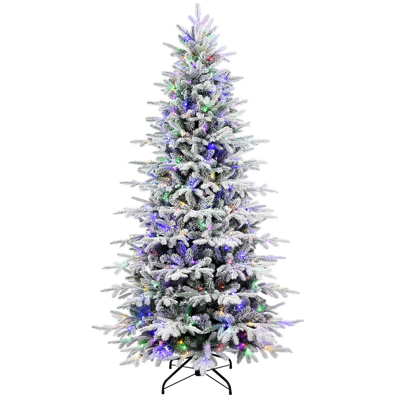 Snowy Spruce Artificial Christmas Tree with Two-Color LED Lights
