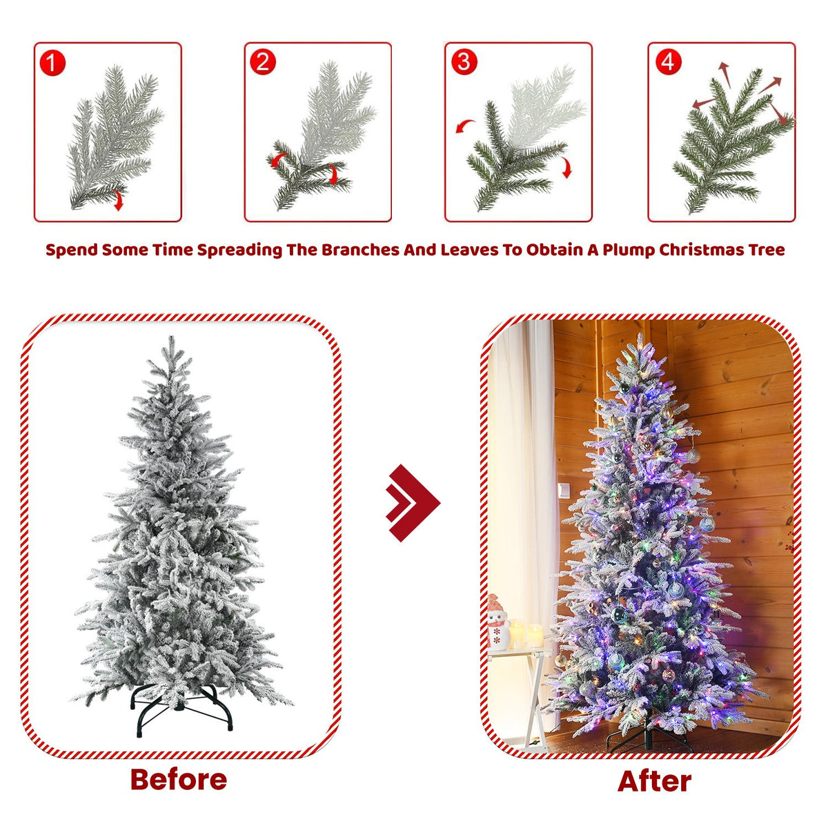 Snowy Spruce Artificial Christmas Tree with Two-Color LED Lights