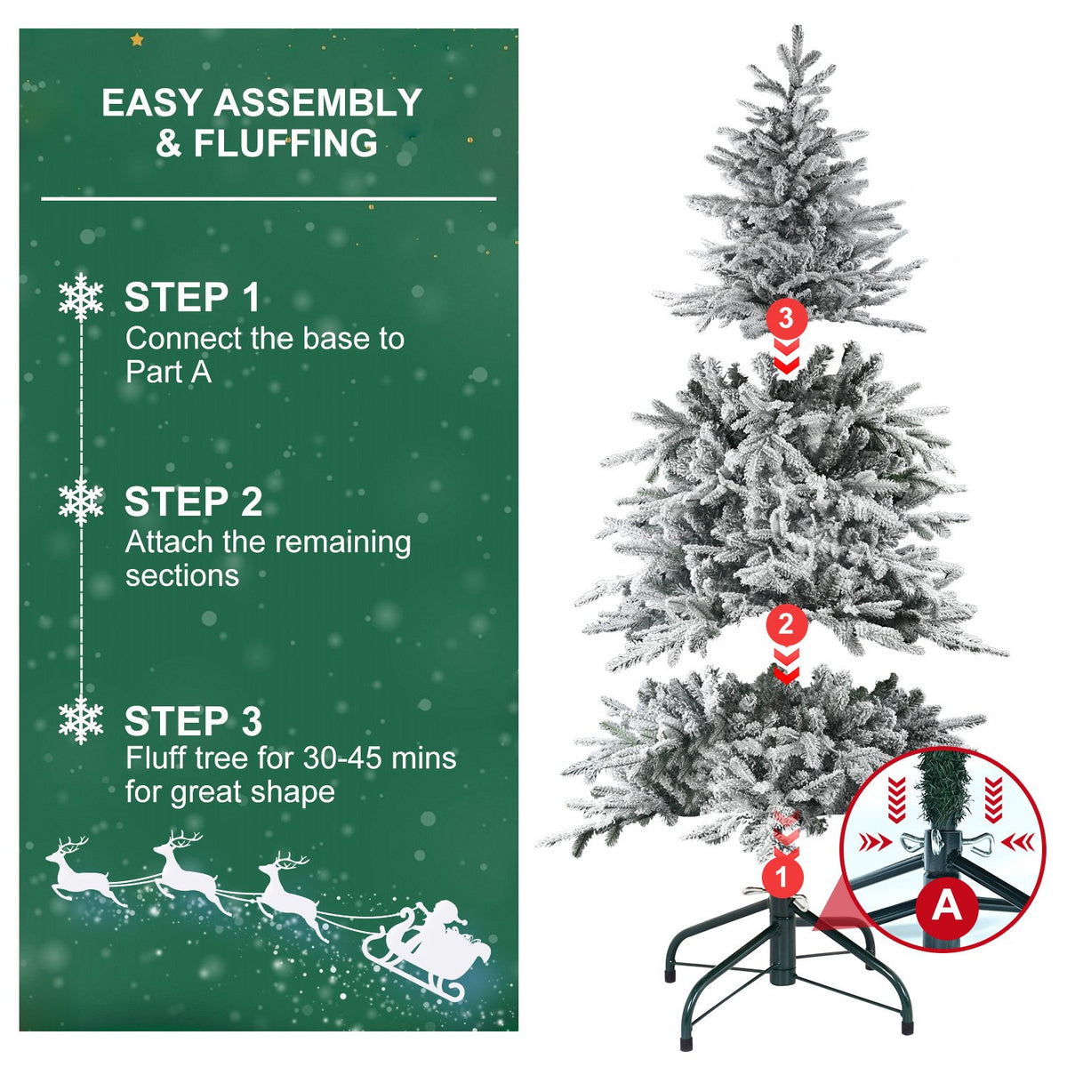 Snowy Spruce Artificial Christmas Tree with Two-Color LED Lights