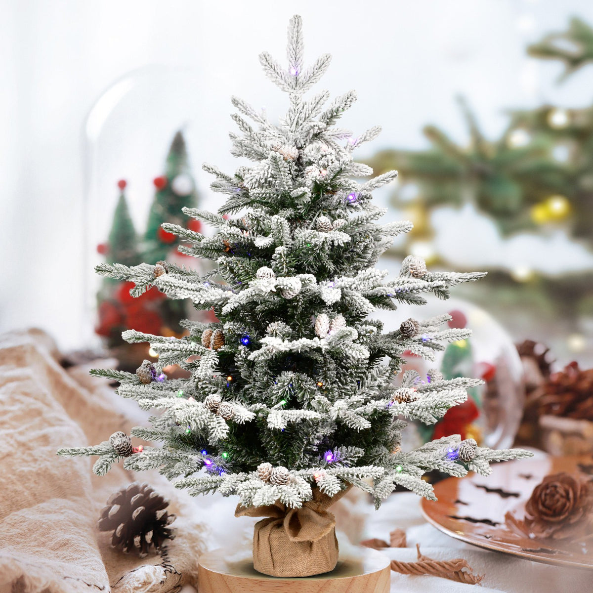 Snowy Spruce Artificial Christmas Tree with Two-Color LED Lights