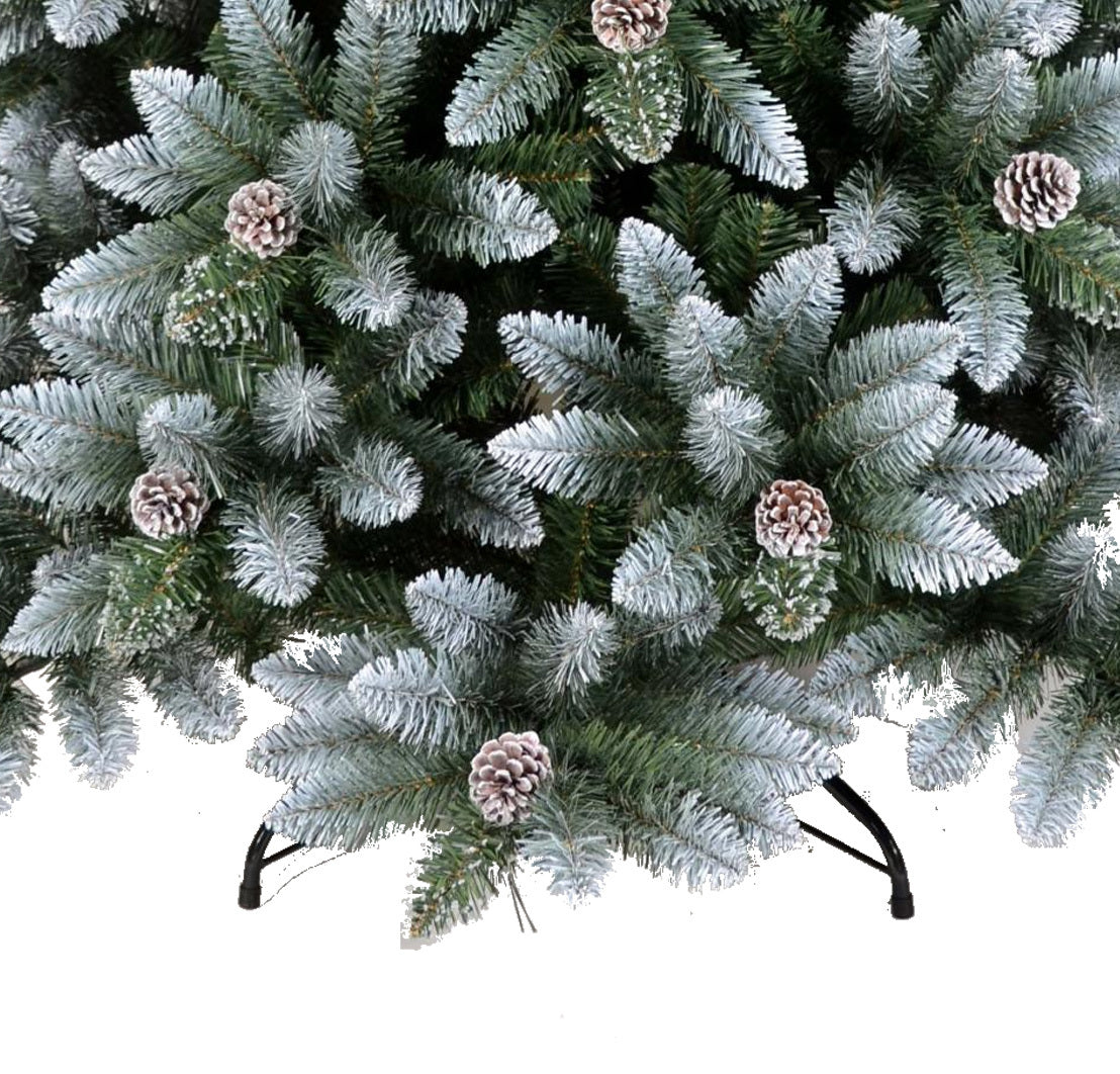Luxury Snow Flocked Artifical Christmas Spruce Tree With Pine Cones