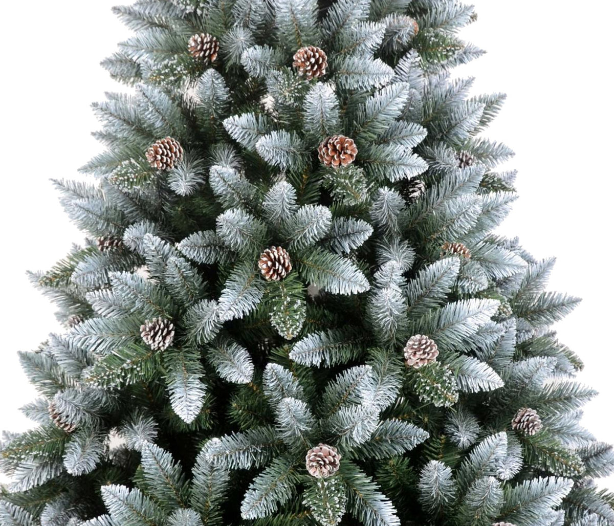 Luxury Snow Flocked Artifical Christmas Spruce Tree With Pine Cones